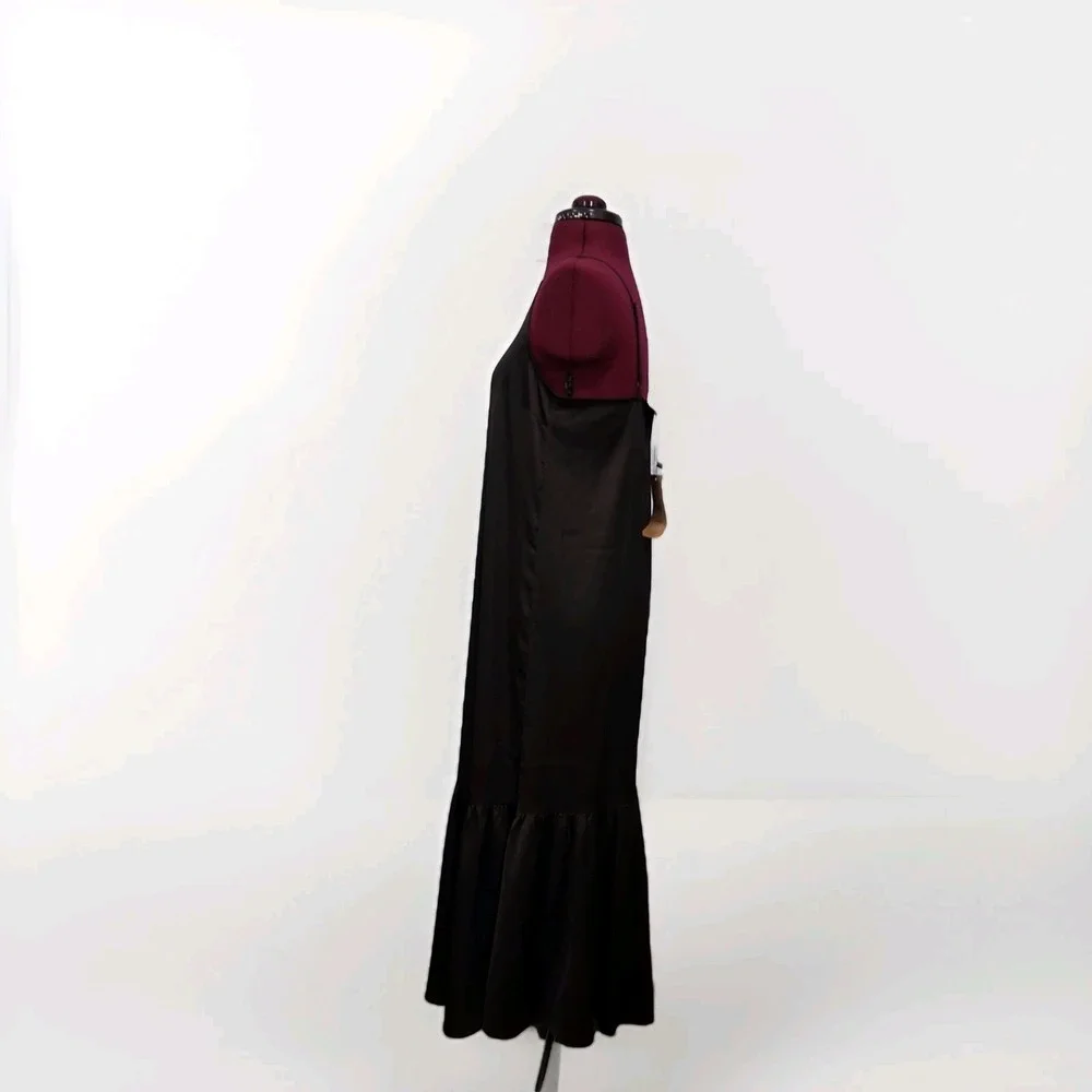 Vero Moda Black Matte Satin Adjustable Spaghetti Strap Maxi Dress Single Tier XS